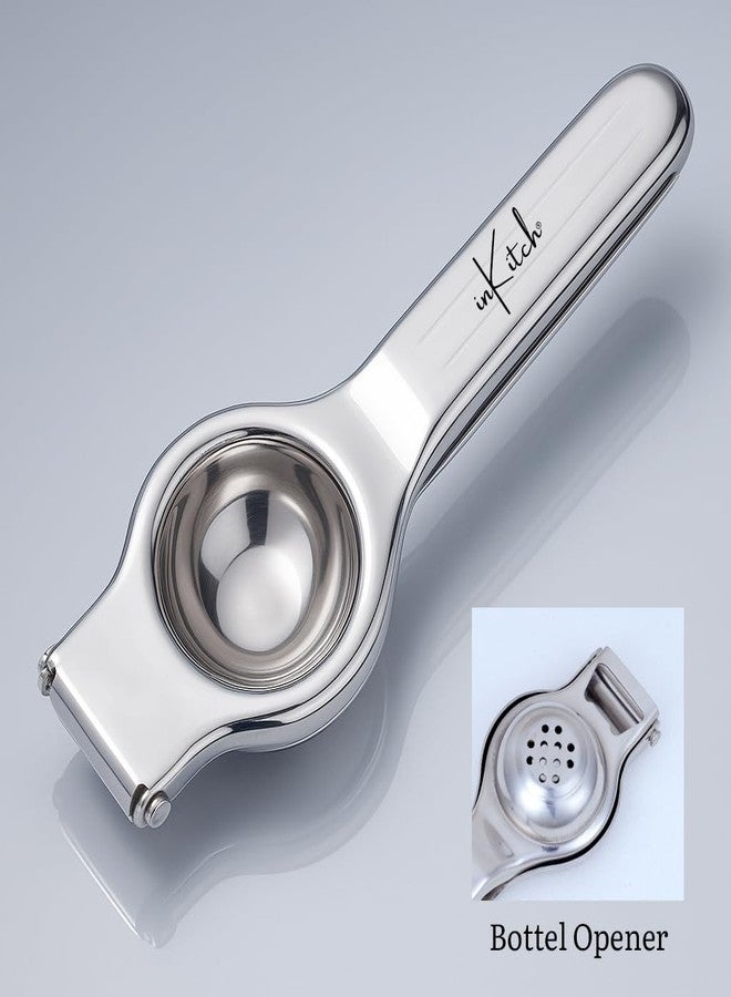 inKitch Lemon Squeezer Stainless Steel | 2-in-1 Tool with Bottle Opener | Heavy Duty Manual Lemon Crusher & Juice Extractor | Hand Press Lime Juicer for Large Lemons | Easy to Use & Clean - Image 2